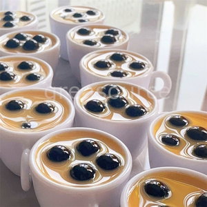 Accessoires miniatures pour maison de poupée, modèles d'aliments réalistes, mini-tasses à café, décoration, artisanat DIY, présentoir de thé aux perles, joie - Product Image 3