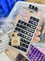 Étui rigide en TPU souple de luxe 3D Bling avec sangle pour iPhone 15 Pro Max 15 Plus 14 13 12 Pro