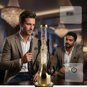 Cachimba LED con Múltiples Mangueras - Diseño Tallado Colorido <span class=keywords><strong>para</strong></span> Ambiente Festivo y de Salón, Set de Cachimba - Product Image 3