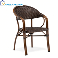 Ensemble table et chaises de salle à manger en rotin tressé, style ferme moderne, confortable et portable, avec plateau en verre, pour hôtel et jardin