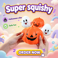 Boîte de présentation en gros de jouets Squishy fantôme d'Halloween, autres jouets souples à presser anti-stress Fidget en forme de citrouille, 14+ pour fêtes et événements