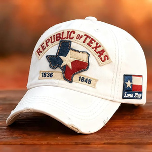 Cappellino da Baseball Ricamato a Forma di Mappa dello Stato di Texas, Regolabile e Lavato - Product Image 4