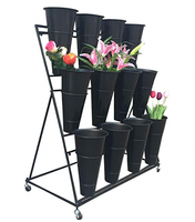 Support d'étagère de pot de fleur en fer métallique détachable à 3 niveaux pour fleurs et plantes d'intérieur