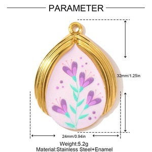 Hb278 Mới Thép Không Gỉ Men Con Chuồn Chuồn Hoa Teardrop Mặt Dây Chuyền Tự Làm Đồ Trang Sức Quyến Rũ Cho Vòng Cổ Vòng Đeo Tay Làm Famale Đồ Trang Sức - Product Image 4