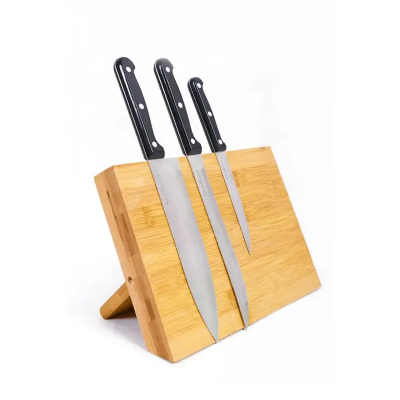 Tabla de cortar multifunción, organizador de cuchillos de bambú, soporte plegable para tijeras de cocina, magnética