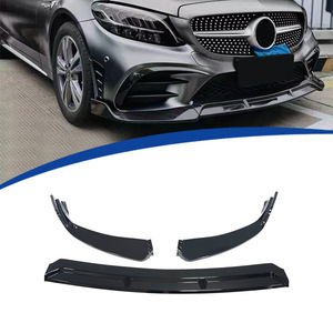 ลิ้นกันชนหน้า Mercedes-Benz C-Class W205 แบบ 3 ตอน ดีไซน์ Brabus สีดำเงาเต็มรูปแบบ ชุดแต่ง ABS - Product Image 1