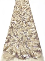 Tissu en dentelle filet de luxe fait main avec fleurs 3D et sequins, poids moyen, pour robe d'église africaine, occasion de mariage, costume