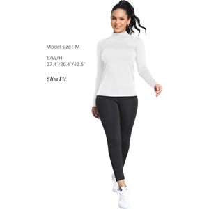 Camiseta Térmica FOXA para Mujer, Forrada de Felpa, Cuello Alto Simulado, Manga Larga, Compresión, Capa Base, Absorbe la Humedad, Ropa Deportiva - Product Image 2