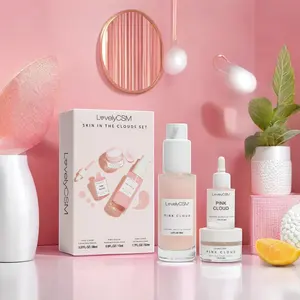 Venda quente OEM 100% orgânico VC conjunto de cuidados com a pele facial clareador e rejuvenescedor de vitamina C para cuidados com o rosto nuvem rosa