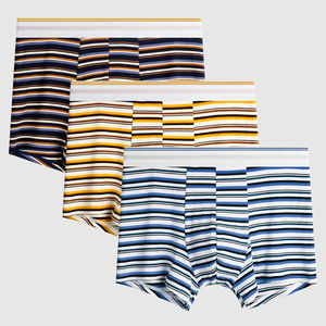 Calzoncillos masculinos de alta calidad, ropa interior con cintura elástica, bóxer de algodón orgánico a rayas, bóxer de ángulo plano para hombre - Product Image 1