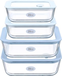 Boîte à lunch en verre sans BPA, nouveau design, avec couvercle en verre, compatible micro-ondes, congélateur et lave-vaisselle - Product Image 1