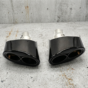 Puntas de escape ligeras de fibra de carbono real para Audi A3 A4 A5 A6 A7, diseño ovalado grande de salida cuádruple, resistentes al calor - Product Image 3