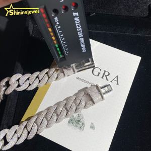 20mm VVS Moissanite 925 Prata Lua Forma Colar Iced Out Diamante Fino Hip Hop Jóias Miami Cubano Link Cadeia Colar - Product Image 5