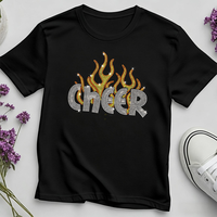 Nouveau design personnalisé Cheer Fire en strass, transfert thermique pour t-shirts