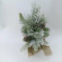 Pohon Pinus Natal Buatan Baru dengan Hiasan Salju, Pohon Cedar Natal untuk Meja