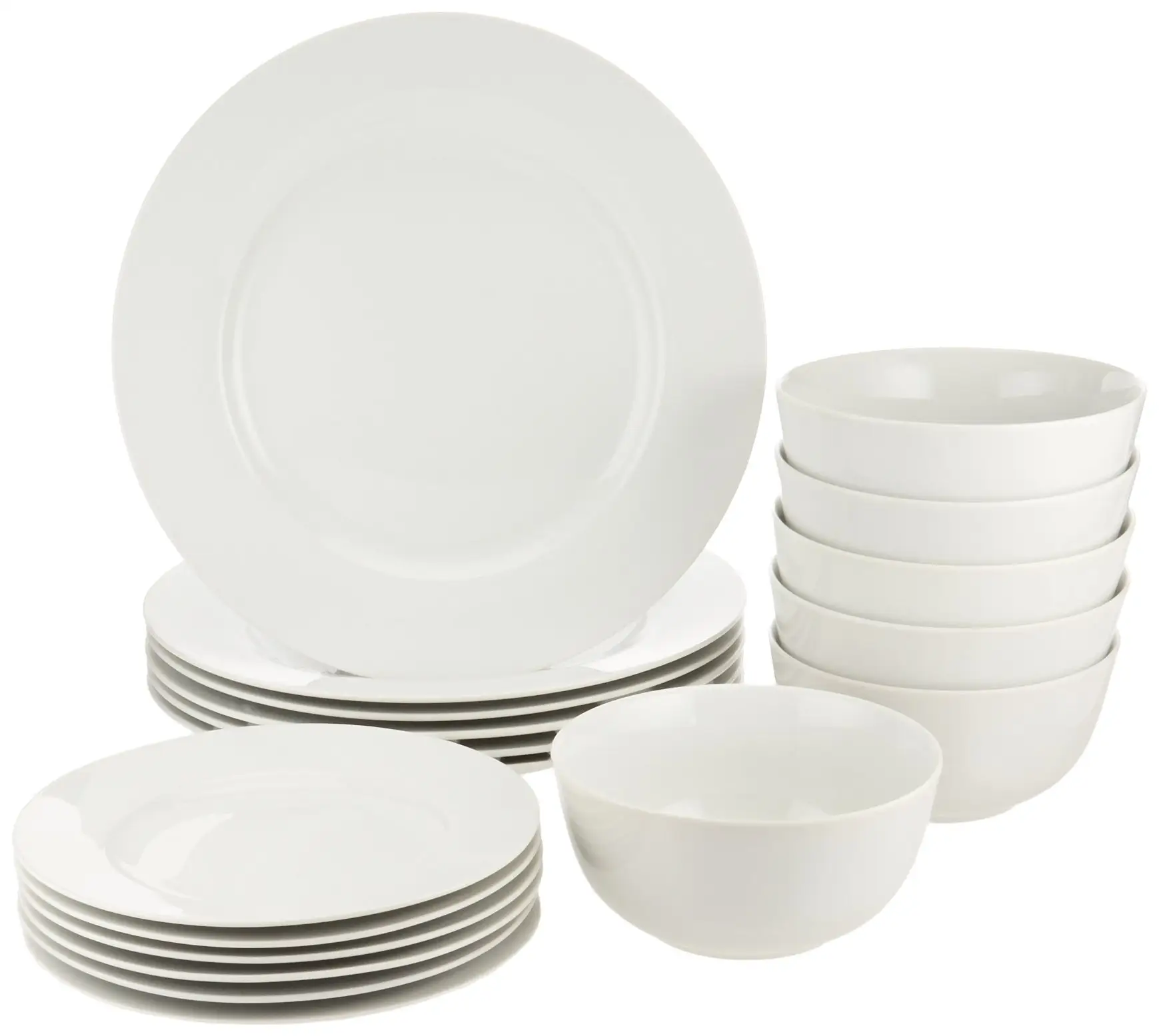 Atacado 18-Piece Kitchen Dinnerware Set Placas Pratos Tigelas Placas De Melamina Branca