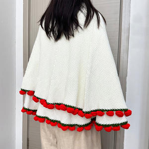 <span class=keywords><strong>Couverture</strong></span> à bordure florale au crochet à la main, jeté doux en tricot multicouche avec garniture florale décorative pour la maison et les collections de cadeaux - Product Image 3