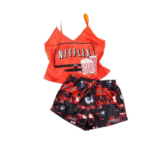 Cartoon Character Plus Size Ladies <b>Summer</b> Two-Piece Short Set <b>Pyjamas</b> with Elastic Waist High-Waisted Worsted Fabric Sleepwear - Product Image 1