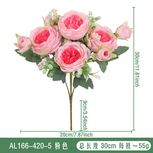 Bouquets de pivoines artificielles, arrangements de fleurs en soie, décoration de mariage et de maison, fabrication chinoise - Product Image 4