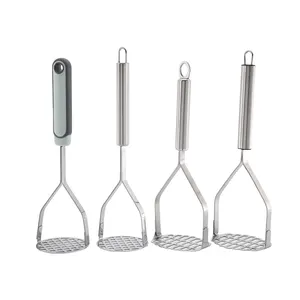 Heavy Duty Stainless Steel Pedestal Meat And Potato Masher Long Handle Kitchen Vegetable Cooking Tools Potato Masher