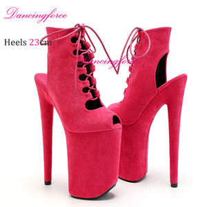 Zapatos de baile para mujer, zapatos de baile en barra, <span class=keywords><strong>sandalias</strong></span> romanas de 23cm, botas, botines de tacón alto con plataforma, botas cortas de <span class=keywords><strong>caballero</strong></span> Sexy con punta abierta - Product Image 1