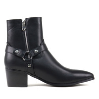 Bottes Chelsea pour hommes, très tendance, mi-mollet, grandes tailles, style motard, fermeture éclair, tige en PU, dernier design personnalisé
