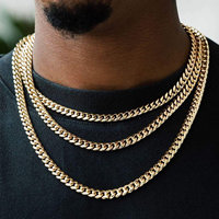 VLOVE perhiasan mewah halus rantai emas berat 1.7 mm-7 MM 14K kalung rantai rantai Kuba emas polos asli