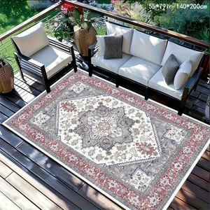 Alfombra Persa de Terciopelo Cristalino con Estampado, 55x79cm 140x200cm, Antideslizante para Exteriores, Sala de Estar, Balcón - Product Image 1