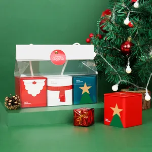 Caja de embalaje de lujo decorativa roja, caja de Navidad de regalo de boda de dulces con bolsa