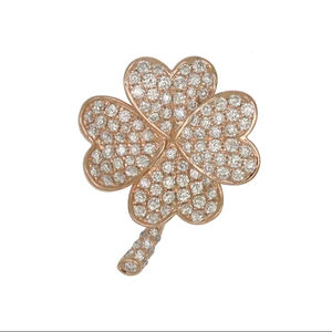 Pendentif trèfle à quatre feuilles en or 18 carats avec diamants 0,919 ct, 108 diamants, 2,94 g, collection de bijoux fins - Product Image 1