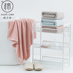 Serviette de bain en pur coton 70x140 cm, couleur unie, tissage sergé, usage domestique, gris, marron, rose, bleu, rectangulaire, 32 fils - Product Image 4