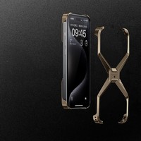 Étui de téléphone portable antichoc en alliage d'aluminium de luxe avec pierres précieuses pour 17/16 Pro Max/15/14 Plus/13 sans cadre