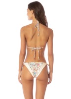Op maat gemaakte Repreve 2-delige patchwork bloemenprint driehoekige bikini set met handgemaakte borduurwerk details zwemkleding