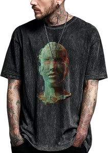 Men Custom Acid Wash DTG Print T-shirt Black 100 Cotton Oversized Tshirts Vintage Wash Tee For Streetwear Branding - Product Image 4