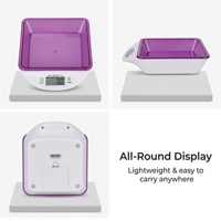 Balance de cuisine portable avec plateau amovible carré, affichage LCD, fonction tare, précise pour la pâtisserie et la préparation des repas