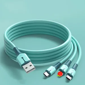 TPE malzeme ile işık özelleştirilebilir özel kalıp çok fonksiyonlu Usb şarj aleti kabloları Usb kablosu 3 In 1