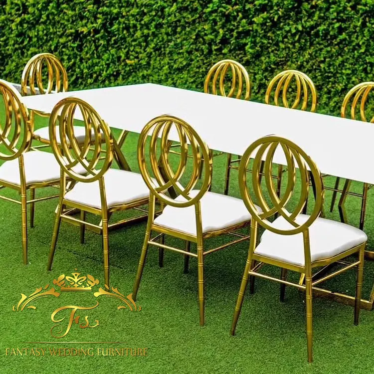 Gold stainless steel wedding cross back banquet phoenix chairs