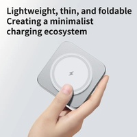 Chargeur sans fil magnétique pliable portable PD 15W à charge rapide avec support pour téléphone et écouteurs - Idéal pour les voyages