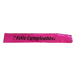 Écharpe de fête d'anniversaire fuchsia avec lettres noires, décoration élégante pour fête, sac de 12 pièces - Product Image 2