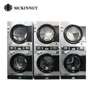 Profesyonel ticari çamaşır yıkama ekipmanları çift yığın çamaşır makinesi giysi kurutma makinesi hepsi bir arada