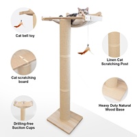 Perchoir pour chat à fenêtre 2 en 1 avec poteau à gratter en sisal épais, hamac pour chat à fenêtre, poteau à gratter réglable pour chats grands