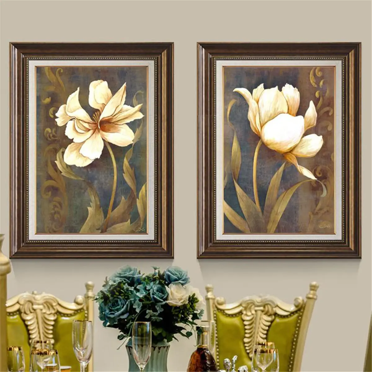 Retro Luxury Flowers Art Print Canvas Poster Picture Home Bedroom Wall Art Decor