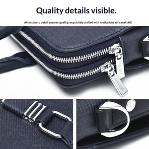 Men's PU <strong>Leather</strong> <strong>Briefcase</strong> Business Bag with Logo Double Zipper Closure Wear-Resistant &amp; Anti-Seismic Storage for Office Bag - Product Image 4