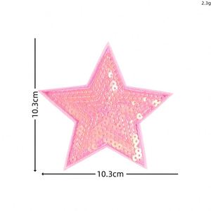 NOUVEAU Patch brodé thermocollant brillant à sequins, motif étoile et cœur - Product Image 3