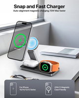 Station de charge sans fil magnétique 3-en-1 pour iPhone/Samsung – Support de charge rapide sans fil pour iPhone 17/16/15/14/13/12