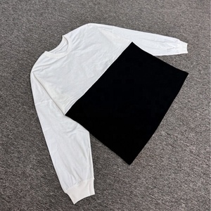 Printemps et été Chemise à manches longues unisexe 100% coton noir et blanc pour hommes - Product Image 3