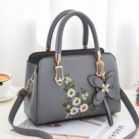 Sac carré mini brodé tendance pour femme en cuir PU, style coréen, sac à main décontracté à bandoulière