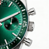 Montre chronographe homme Migaga Custom Logo 316L en acier inoxydable, luxe minimaliste, cadran vert vintage, montre de plongée OEM pour homme