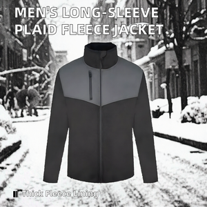 Veste polaire zippée intégrale pour homme 100 % coton brodée imperméable épaisse à blocs de couleur à manches longues pour l'extérieur décontractée hiver - Product Image 2