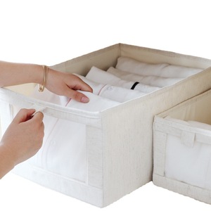 Clothing Organizer Canvas <b>Storage</b> <b>Box</b> Rectangle Solid Color <b>Drawer</b> Style For Wardrobe Closet Organization - Product Image 5